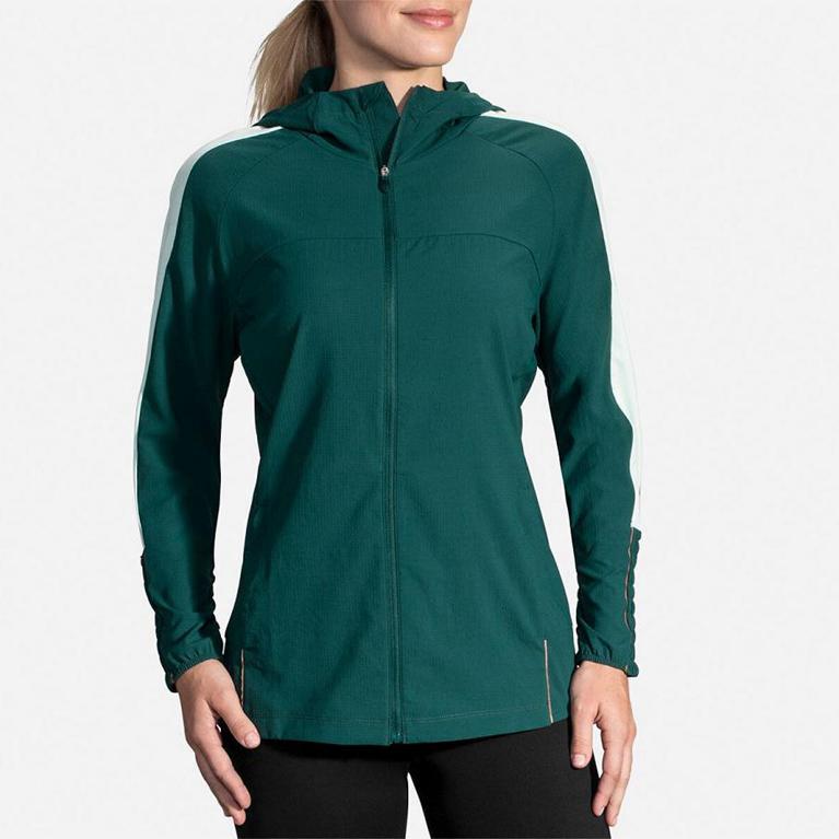 Brooks Womens Canopy Running Jackets - Green (817546-AUV)